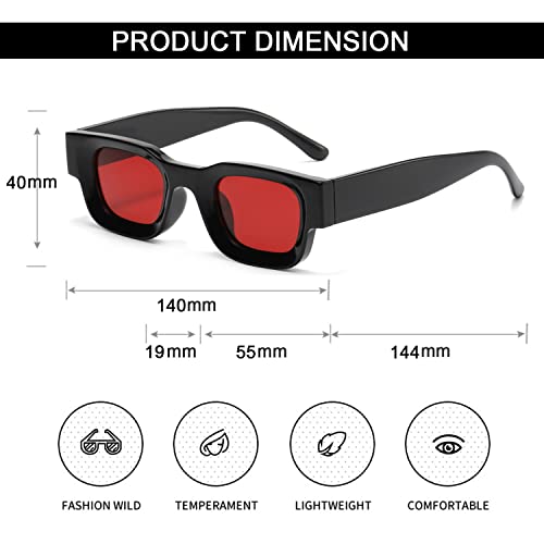 Image of EYLRIM Thick Square Frame Sunglasses for Women Men Chunky Rectangle Polarized Sunglasses UV400 Protection