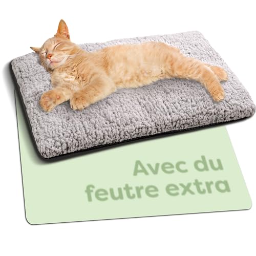 Knupis Coussin Chauffant Chat & Chiens - Couverture Chat 60x45cm- Couvertures pour Chats Auto-Chauffante sans Électricité - Housse Lavable - avec Dessous...