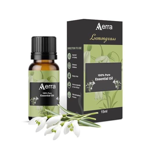 Image of Aerra Lemongrass Essential Oil 15ml | Diffuser 100% pure steam-distilled. Triple-tested purity. Amber glass + dropper. Soft floral aroma. Diffuser, aroma lamp, skin & hair. Potpourri. Vegan. Daily use.
