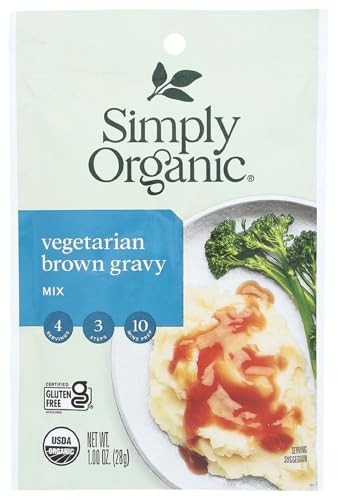 Simply Organic Vegetarian Brown Gravy Mix, 1 Ounce 12 Pack, Certified Organic, Gluten-Free Vegan Gravy Seasoning, Kosher
