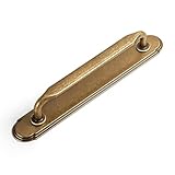 DeuForge Antique Brass Zinc Alloy Cabinet Handle with Backplate - 5''(128mm) Hole Center Cabinet Pull Hardware for Bedroom, Kitchen, 2 Pack（G014）