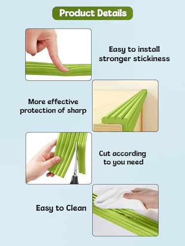 Image of SYGA Baby Safety Strip Furniture Edge Guard Cushion Corner Cover with Tape Infant Bump Protector (Green)