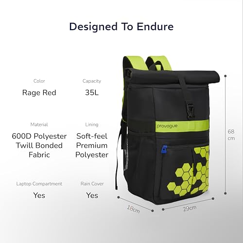 Image of Provogue Vaulta 30 litres everyday backpack with 15.6 inch laptop compartment for men and women, stylish contemporary daily use college, office and outdoor bag | With organiser