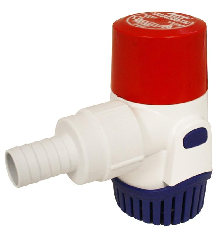 Bilge Pump 800 Gallon Per Hour Flow Rate 3/4 Inch Hose 2.9 Inch Width x 4.7 Inch Height 12 Volt DC Built-In Thermal Cut-Off Stainless Steel Shafts
