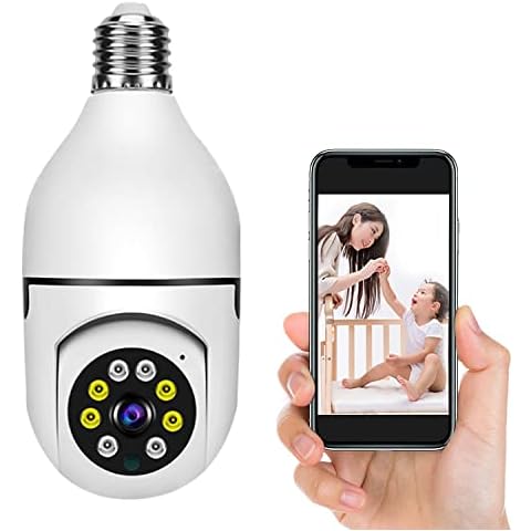 Yurayisen E27 Bulb Camera,1080P WiFi Home Bulb Camera,360°Rotate Auto Tracking Panoramic Camera With Two-Way Voice, Night Vision ,Human Motion Detection,Smart Tracking,Home Security Camera Cover
