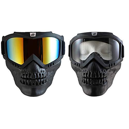 2 pares de gafas Birdz Skullbird con máscara desmontable de cráneo y lentes transparentes y rojas