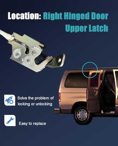 Image of Side Door with Cable for 1992-2014 Ford E150, E250, E350 Econoline Vans - Right Rear Door Upper Latch, Replaces AC2Z-5264A26-B