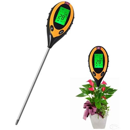 Sakrai™ Soil Tester 4 in 1 PH Meter, Digital Soil PH Meter Moisture Gardening Water Soil Testing Machine with Sensor Prob, LCD Display for Sunlight Temperature, Home and Garden Plants