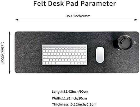 Large Felt Desk Pad | Computer Mat for Desk(36x12Inches)|Desk Mat for Keyboard and Mouse|Dark Grey