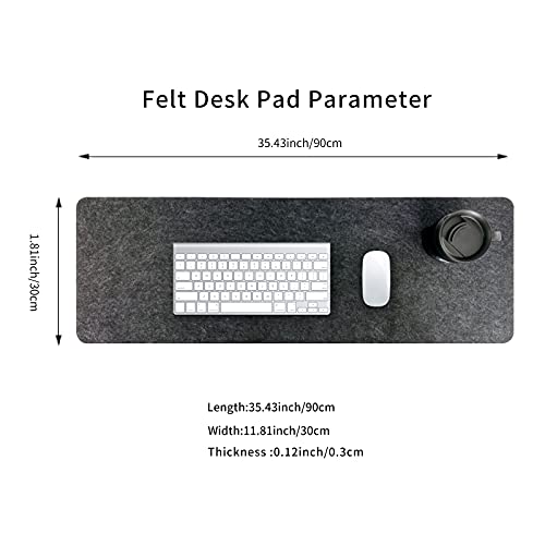 DAWNTREES Large Felt Desk Pad | Computer Mat for Desk(36x12Inches)|Desk Mat for Keyboard and Mouse|Dark Grey