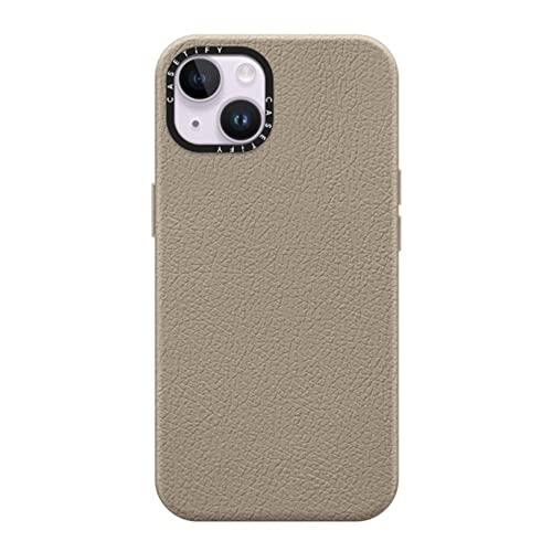 Étui en cuir iPhone 14 CASETiFY Greige pour votre quotidien