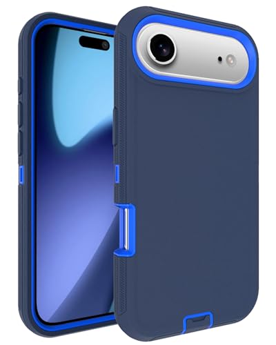 Image of for iPhone Air Case with Port Cover, Rubber Matte Finish, Blue | 3-Layer Heavy Duty Armor, 16ft Drop Protection, Non-Slip Shockproof & Anti-Fingerprint