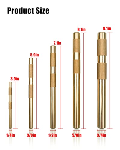 5 Pack Brass Drift Punch Tool Set Replace 67003-Mai 045256670034, 1/4 Inch 3/8 Inch 1/2 Inch 5/8 Inch 3/4 Inch Brass Punch Set #TOP1