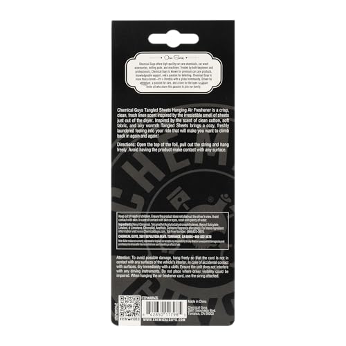 Image of Chemical Guys, Hanging Air Fresheners, Tangled Sheets Linen Scent, 12 Pack | Clean linen and soft cotton scent hanging fresheners refresh cars, home and garage, neutralizing odors, twelve
