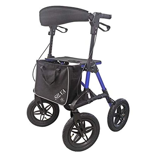 Trendmobil SILVA faltbarer Leichtgewichtrollator Geländerollator Rollator inkl. Stockhalterung und Einkaufstasche mit Luftbereifung