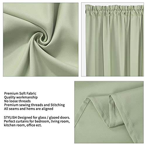 PiccoCasa Blackout French Door Curtain Panel - Blackout Door Curtain 25x40 Inches Solid Drapery with Tiebacks - 1 Panel, Light Green by PiccoCasa - Used condition - Image 5