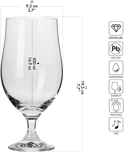 Krosno Bicchieri da birra lager | Set da 6 | 500 ml | Collezione Harmony | Ideali per casa, ristoranti e pub | Lavabili in lavastoviglie | Cristallo senza piombo - immagine 3