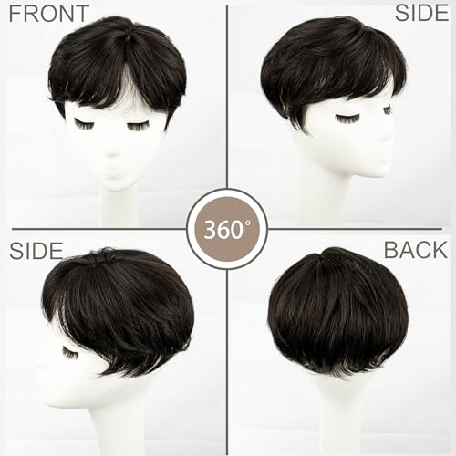 Image of PORSMEER Hair Toppers for Women Short Pixie Cut Toppers Pieces for Women with Thinning Hair (Black Brown)