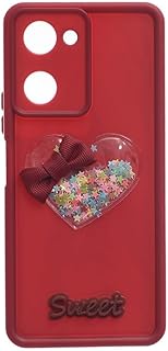 Silicone Phone Protective Cover With Glitter Heart and Bow For vivo Y18 / Y03 - Burgundy 37327626