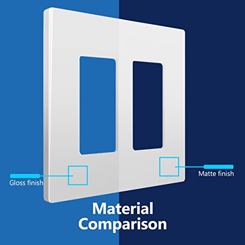 Image of LIDER Double Decorator Switch Cover, Screwless Wall Plate, Mid-Size 2-Gang 4.88 inch x 4.92 inch, LSWP-32M-W5P, UL Listed, Thermoplastic, Matte White, 5-Pack
