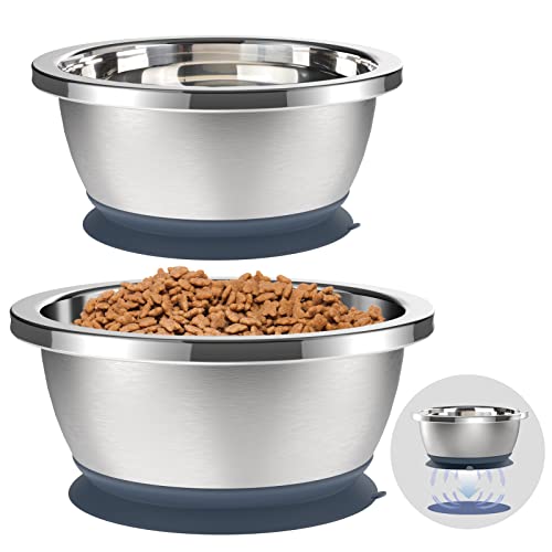 Megeo Dog Bowls for Large Dogs, Stainless Steel Dog Bowl with Nonslip Rubber Base for Food and Water, Metal Dog Bowls, Dishwasher Safe, Easy to Clean (Set of 2)