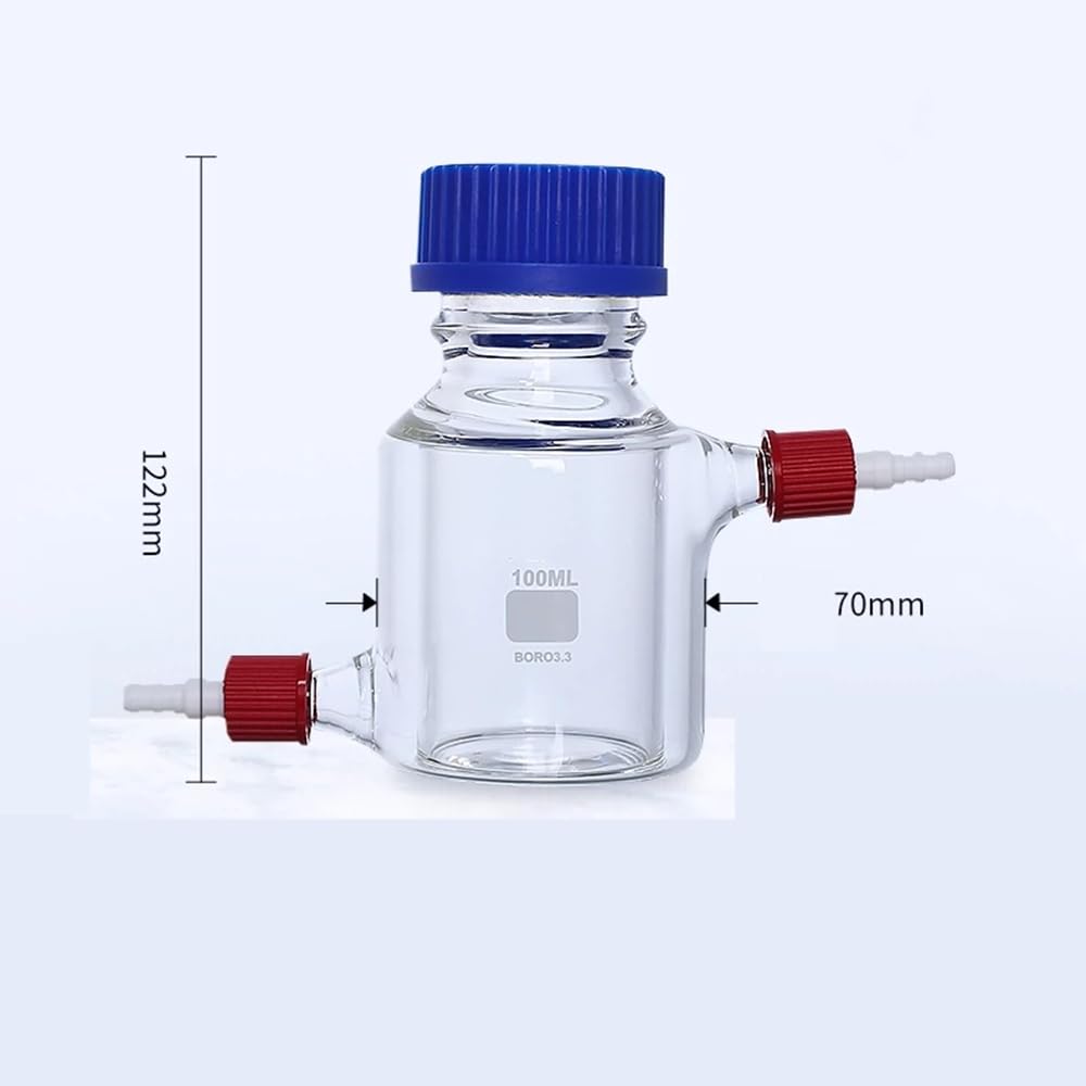 Botella agitadora de vidrio de borosilicato de doble capa - Reactor agitador magnético con boquillas roscadas(1000ml)