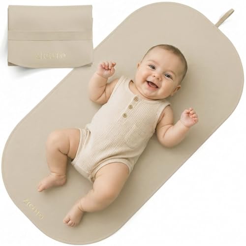 Image of Beautiful Portable Baby Changing Pad - Wipeable and Easy to Clean Diaper Changing Mat - The Perfect Waterproof Vegan Leather Pad for Traveling