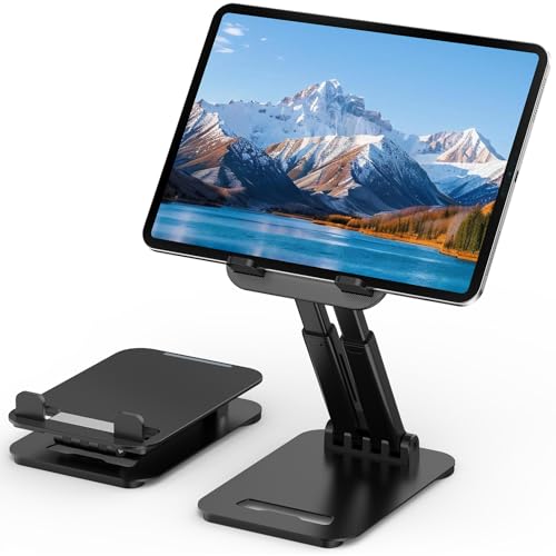 Tonmom Tablet Stand for iPad Holder, Adjustable Tablet Holder for Desk, Foldable Portable Monitor Stand Compatible with 4-16