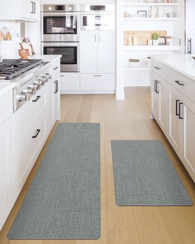 Lumi 2Pcs Ultra Thin Kitchen Mats For Floor Non Slip Washable, Kitchen Rugs Sets Of 2 For Kitchen Floor, Front Of Sink, Easy Clean Kitchen Mat cover
