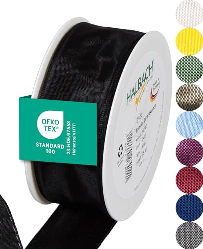 Halbach Seidenbänder Premium Gift Ribbon With Wired Edge, 40 mm Width, 25 m Length, Oeko-Tex 100 Certified Taffeta