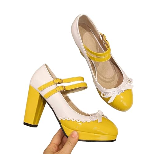 Image of MEOTINA Cute Bow Heels Mary Janes Shoes Women Dress Platform Strappy High Heels Kawaii Shoes