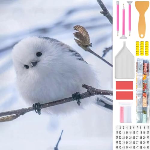 Amyaker ダイヤモンドアート キット 四角いビーズ 日本語キャンバス ダイアモンドビーズ絵画キット DIY 手作り絵画 モザイクア 5D モザイクアート ダイヤモンド塗装 全面貼り付けタイプ 30x40cm シマエナガ