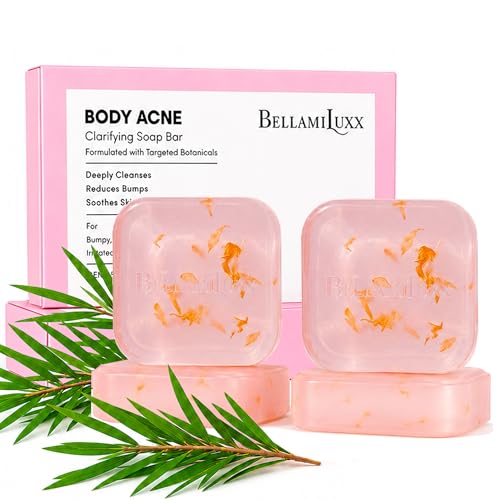 Image of BellamiLuxx Body Acne Soap Bar: Tea Tree Body Acne Soap for Butt Acne, Bacne & Folliculitis Bumps - Salicylic Acid & Sulfur Extract Clarifying Bar - Helps Reduce Bumps, Clogged Pores & Rough Texture