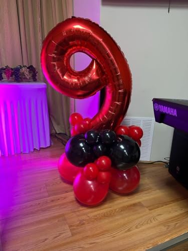 Image of 9 Balloon Numbers Birthday Decorations, 40In Red Balloons for Men Women | Eye-catching Appearance, Perfect Decorative Centerpieces, Convenient Self-sealing Structure, Widely for Various Occasions