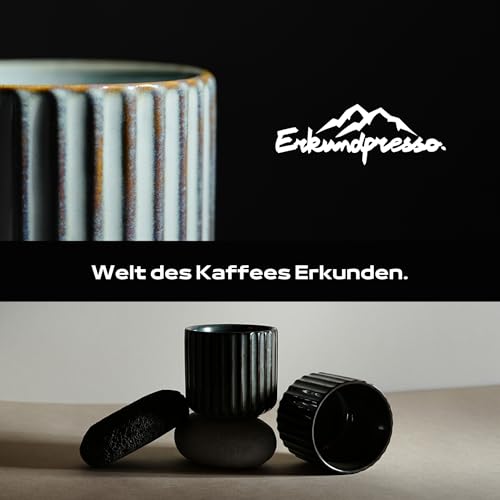 Erkundpresso. Espresso Cup Set 2x180ml, Thick-Walled Handleless Ceramic Cups, Heat-Retaining Scald-Proof - Image 2
