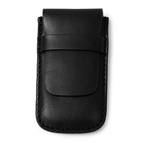 Woodten 本革 腕時計収納バッグ 時計ケース 1本用 高級レザー 携帯用 ブラック ウォッチ愛好家用