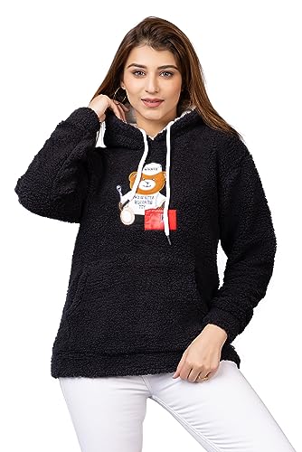 Image of Wear lusso Women Wool Blend Hooded Neck Sweatshirt with Hoodies | Full Sleeves Women's Winter Wear | Warm & Stylish Hoodie