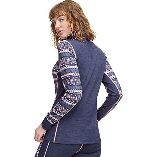 Kari Traa Lune Half Zip Women's Baselayer Top- Polyester Blend Fitted Long Sleeve Knit Thermal Shirt, Marin, Small #TOP1