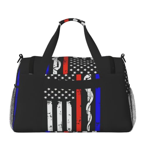 Bolsa de viaje grande impermeable y plegable con estampado resistente de rayas rojas 2