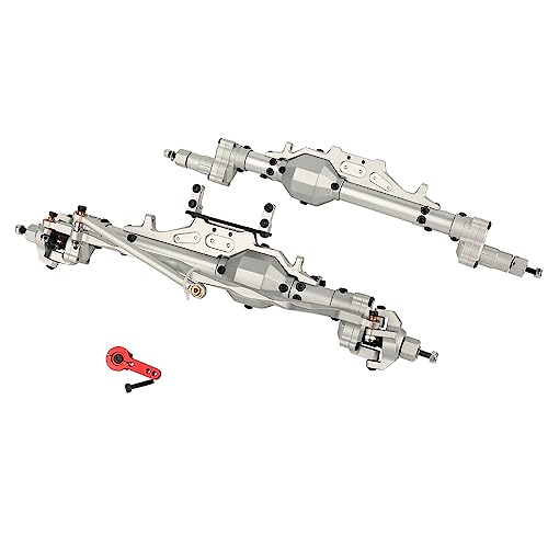 RZXYLRC CNC Metal Complete Front Rear Portal Axle for 1/10 RC Crawler Axial Wraith 90018 90048 90053 90018 90020 90045 90056 RR10 AX10 Upgrades Part (Silver)