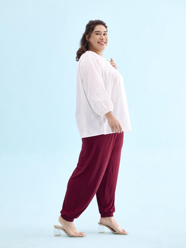 Image of GO COLORS Women Mid Rise Viscose Harem Pants | Wrinkle Free, Relaxed Fit, Free Size