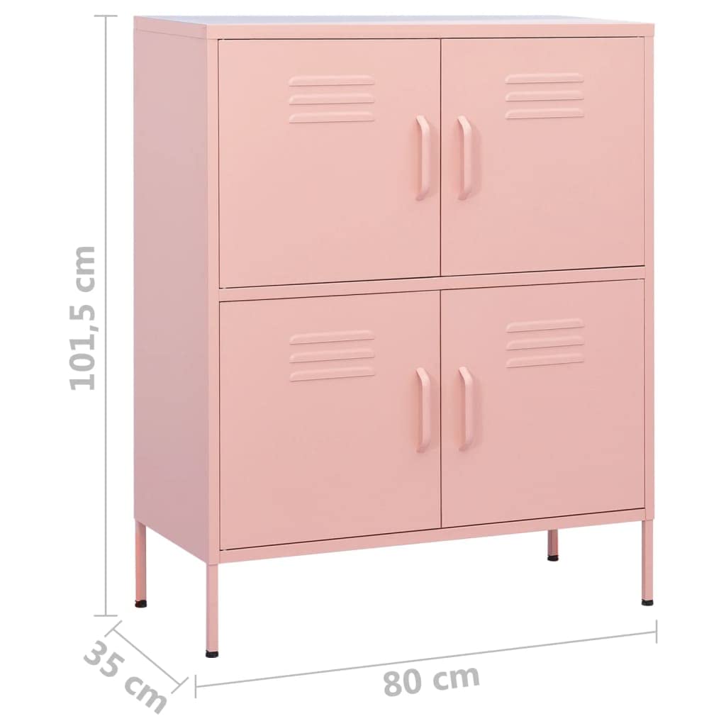 vidaXL Armadietto Rosa 80x35x101,5 cm in Acciaio
