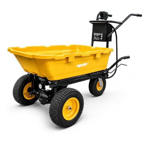 Electric Wheelbarrow Dump Cart Compatible with DeWalt 20V Battery 300W Brushless Motor Utility Cart 660lbs Load Capacity 2.5cu ft Wagon 3-Speed LED Light Heavy Duty for Garden Yard Farm(Tool Only)