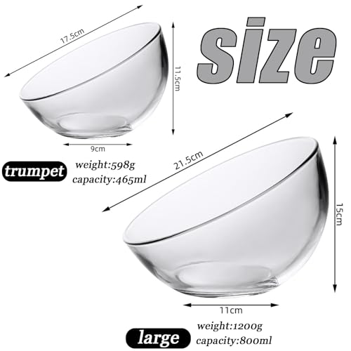 Set de 2 tazones decorativos de vidrio transparentes miniatura 3