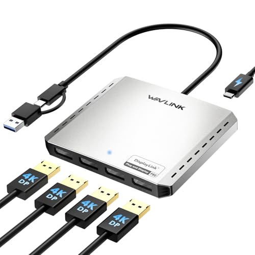 Adaptador DisplayLink 4 DP para cuatro monitores solucionando falta de puertos