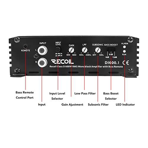 Recoil DI600.1 Class-D Car Audio Mono-Block Subwoofer Amplifier thumb #4