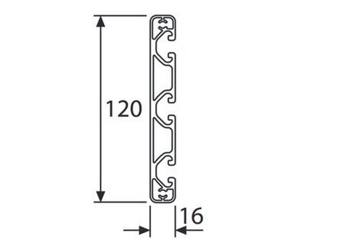Profil aluminiowy 16 x 120E typ I 8 (ultralekki), srebrny eloksalowany. Profil aluminiowy 16 x 120 profil aluminiowy 16 x 120 profil monta?owy - d?ugo?? standardowa 2000 mm