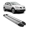 OMAC Alu Seitenschweller Trittbretter kompatibel mit Nissan Qashqai +2 NJ10 2008-2014 Silber 2X
