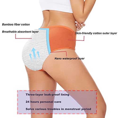 Image of HATSURE Period Underwear for Women Leak Proof Cotton Overnight Menstrual Panties Briefs (Multipack)