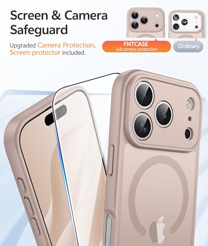 Image of FNTCASE for iPhone 17 Pro Case: [Compatible with Magsafe] Translucent Matte Cases with [Full Camera Protection] [Screen Protector] Military Grade Shockproof Protective Phone Cover - Desert Gold